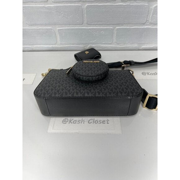 Michael Kors crossbody tech attach adjustable strap coin purse airpod case black - Picture 5 of 9